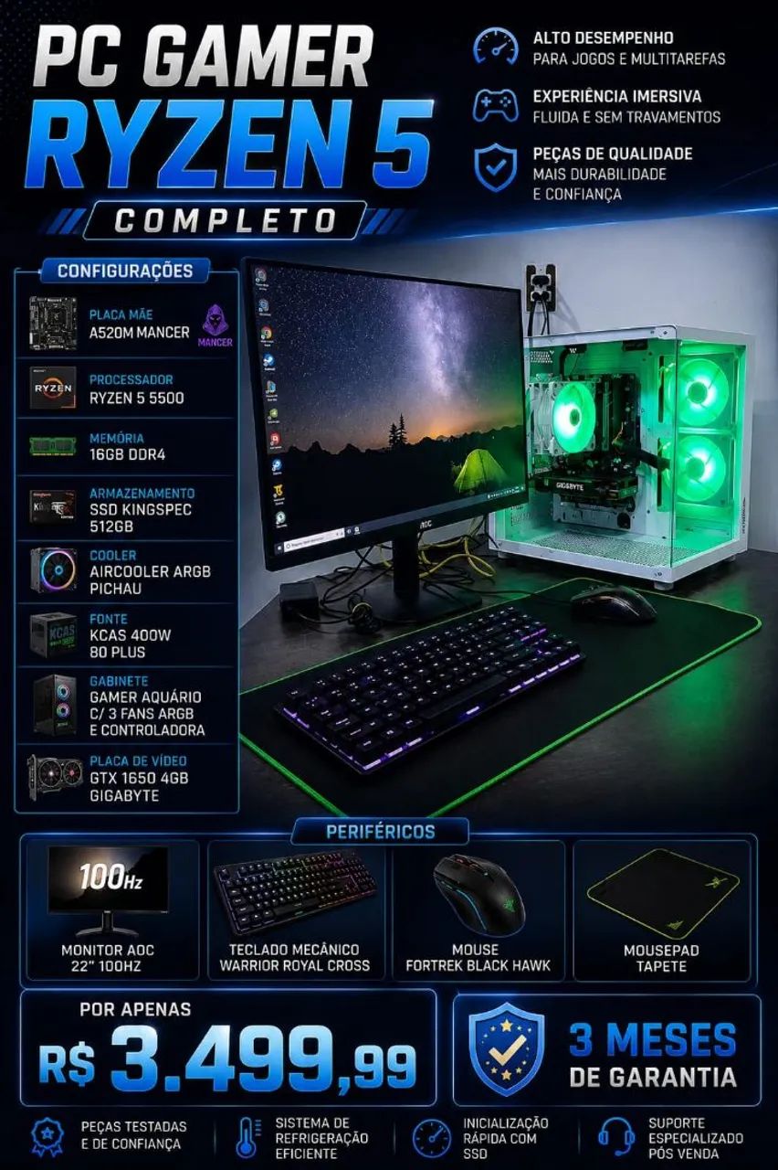 PC GAMER RYZEN 5 COMPLETO 