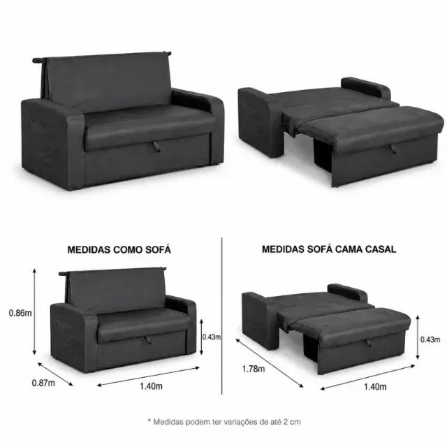 SOFÁ CAMA DAIANE 1,40M C/BAÚ. PRONTA ENTREGA. - Foto 5