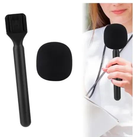 Bastão Manual P/ Microfone De Lapela Entrevistas Pretoo