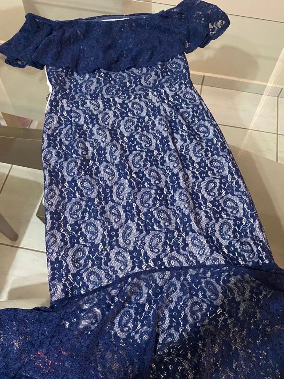 Vestido de festa midi azul
