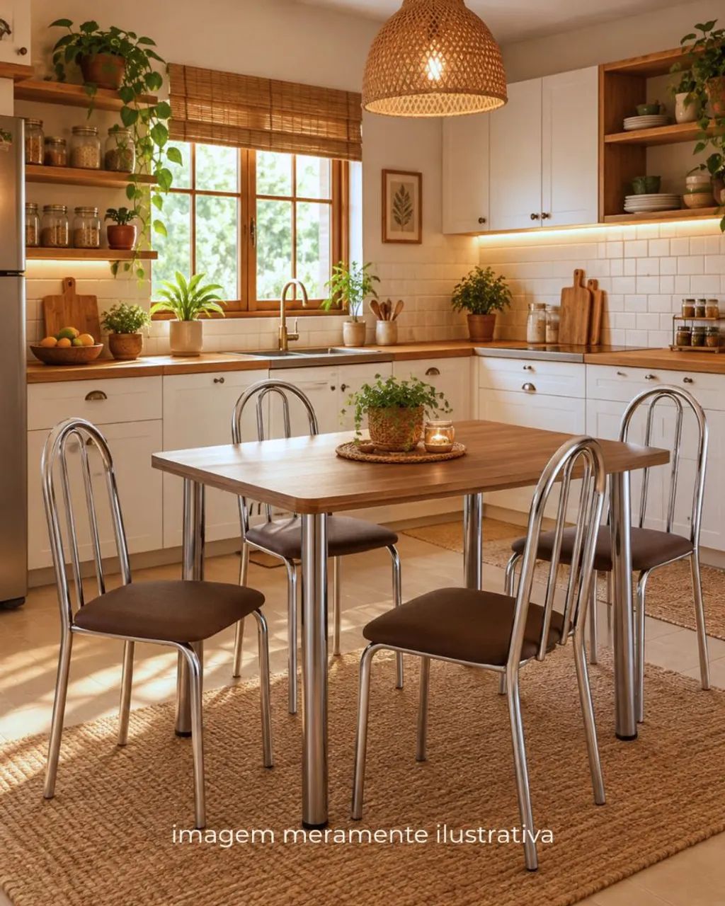 conjunto de mesa e 4 cadeiras cromadas - Foto 3