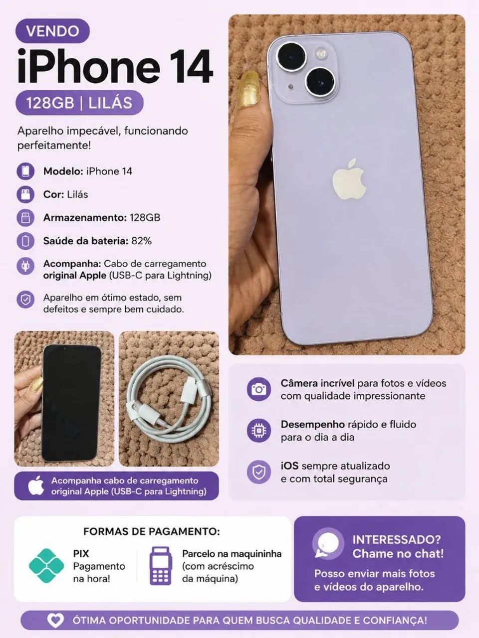Vendo iPhone 14 eu nunca mexido em perfeito estado
