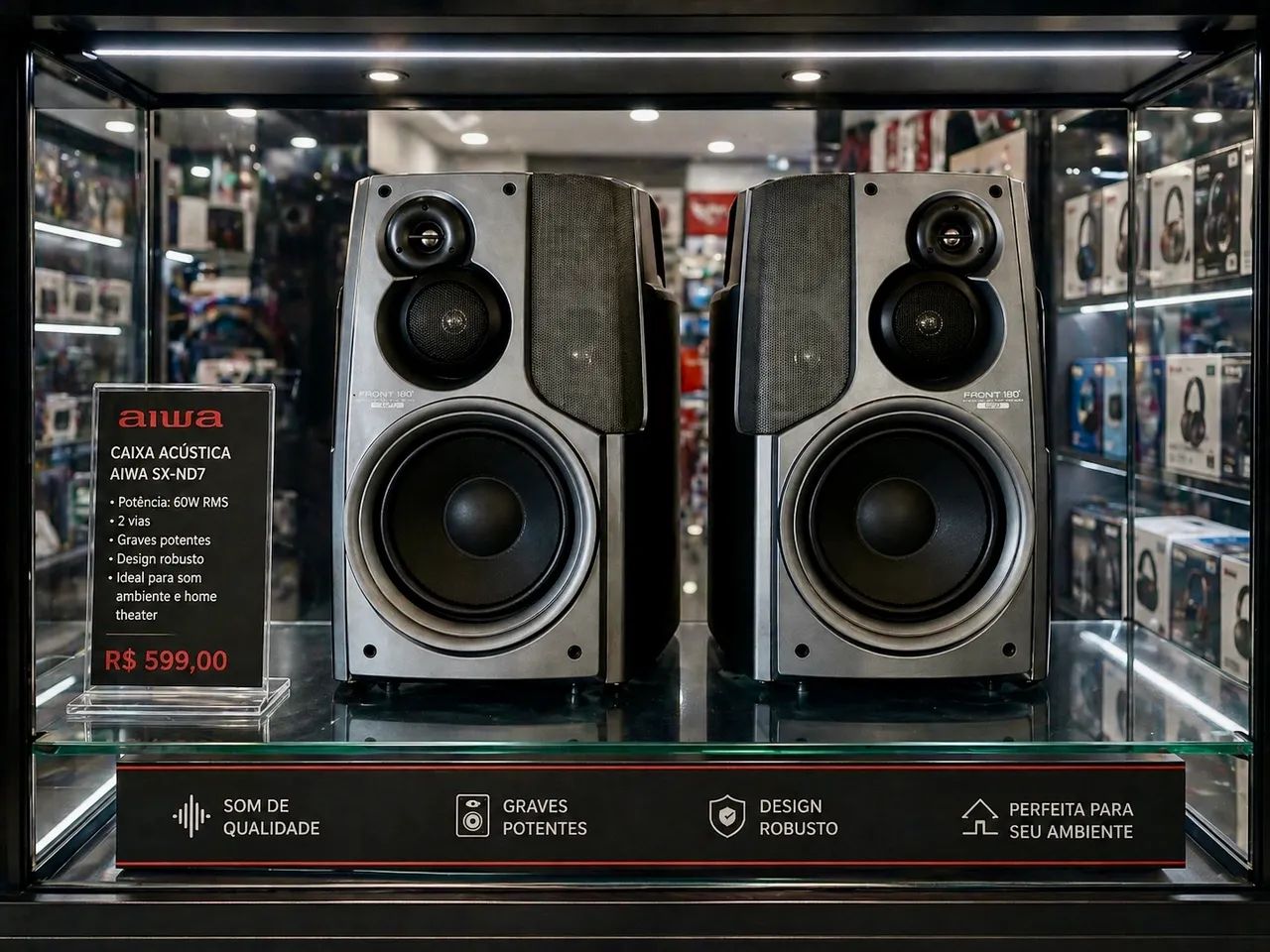 Par de caixas Aiwa 180 Surround - Equipamentos e Acessórios de Som