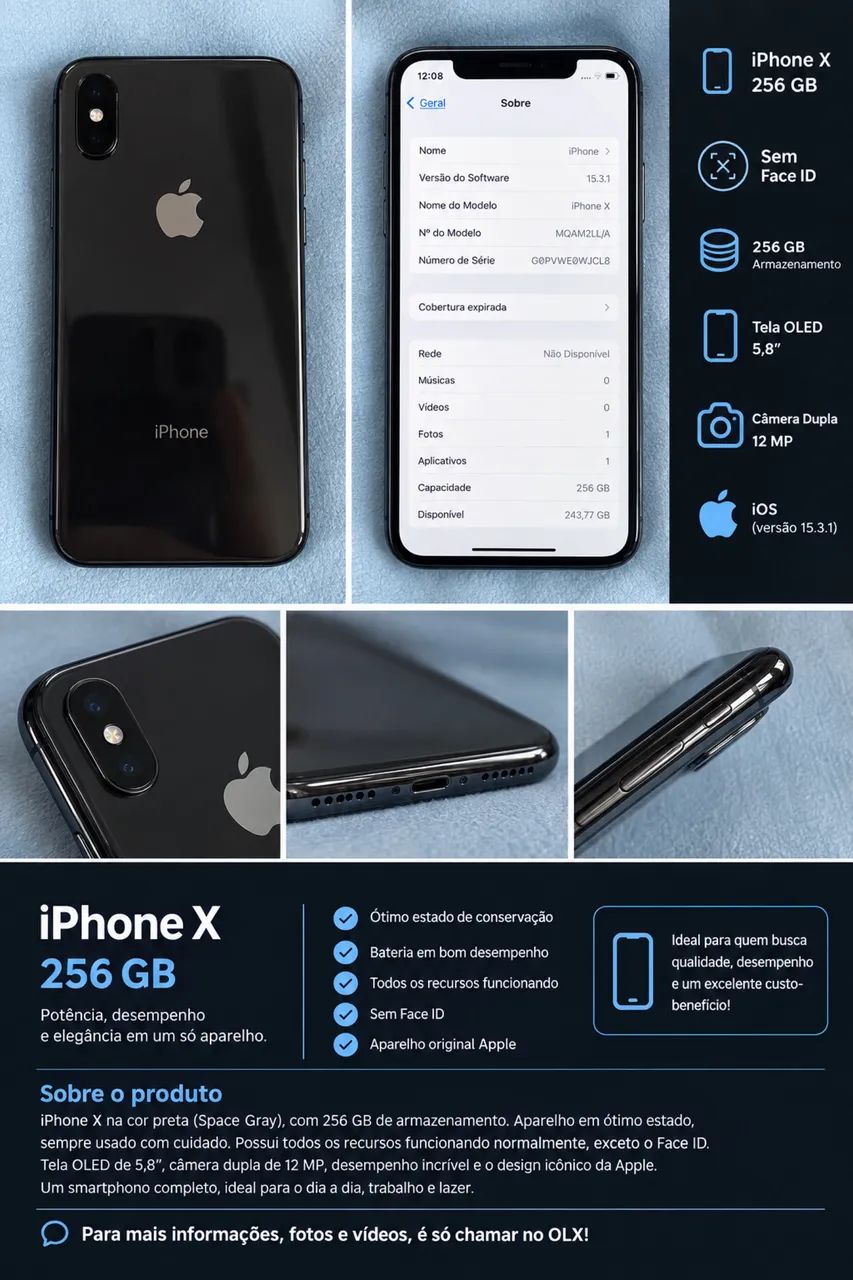 IPHONE X - Space Gray - 256gb - Celulares e Smartphones