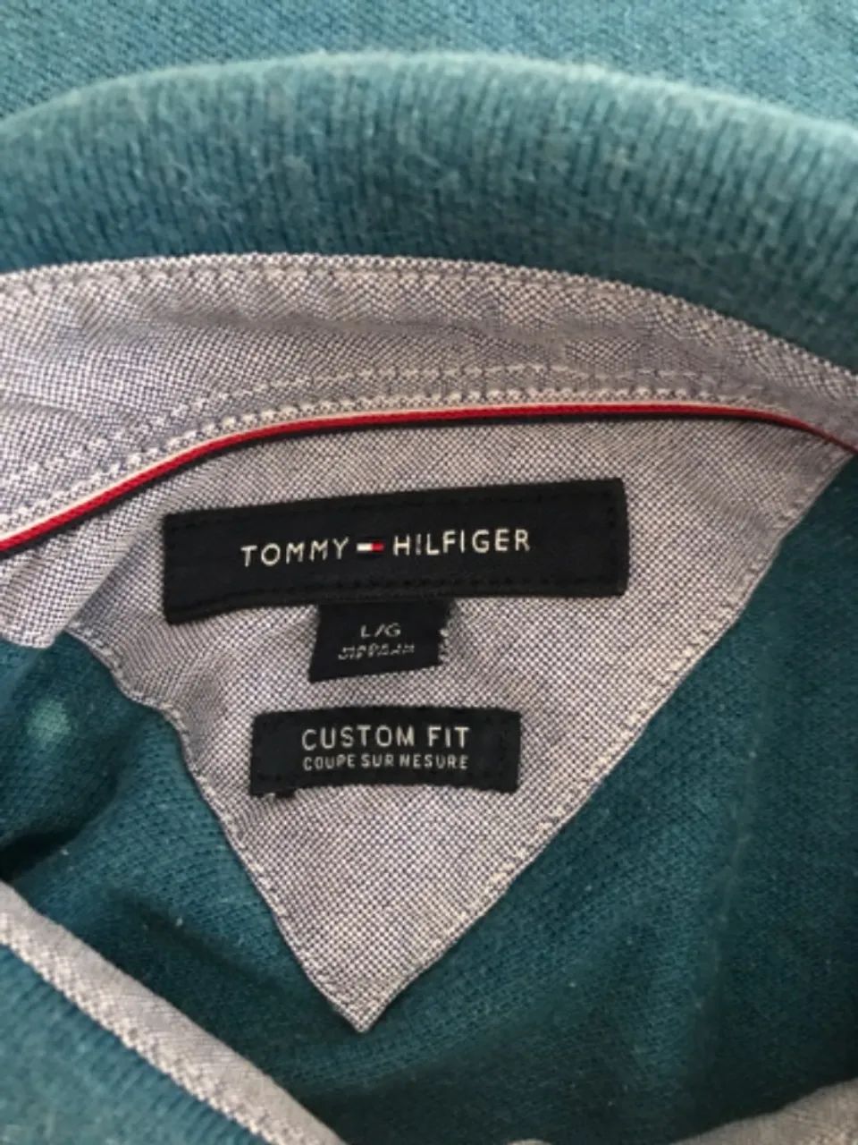 Polo Tommy Hilfiger Original - Custom Fit Azul - Tamanho G - Usada Porém Bem Conservada  - Foto 4