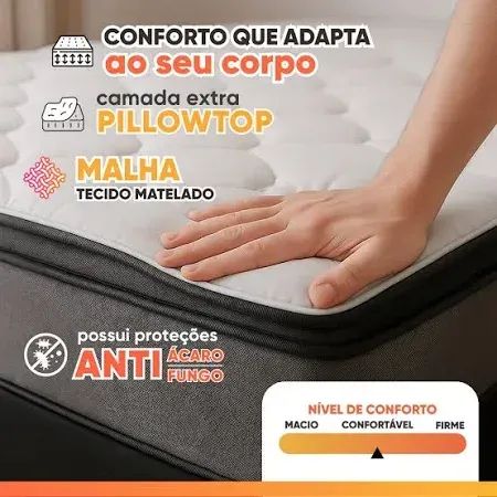  Colchão King Star cinza/azul e Cama Base Baú King azul - Foto 2