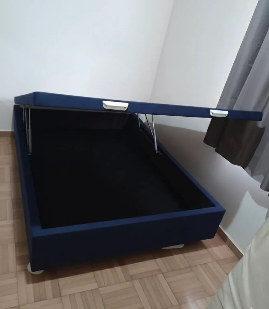 Box Bau Casal Azul Suede