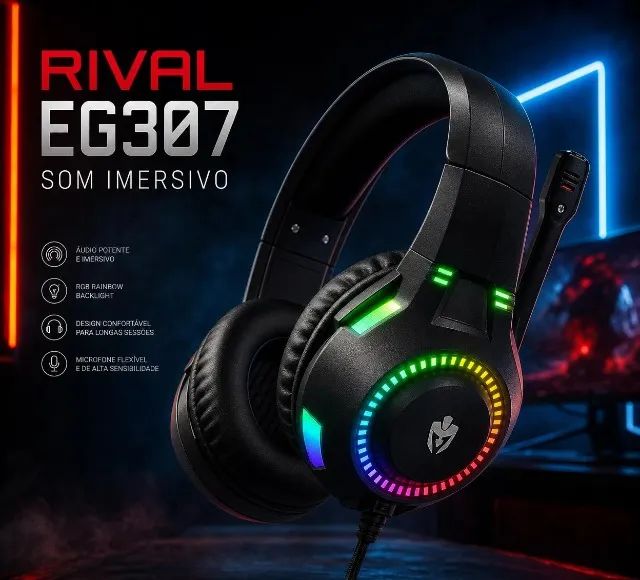 Headset Gamer Evolut Rival EG307 - Imersão e Estilo no Seu Setup!
