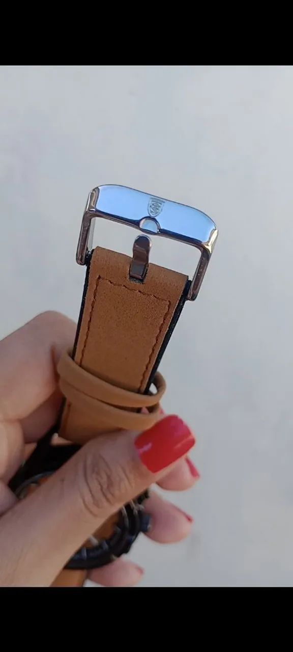 Relógio masculino poedagar - pulseira em couro marrom - Foto 5