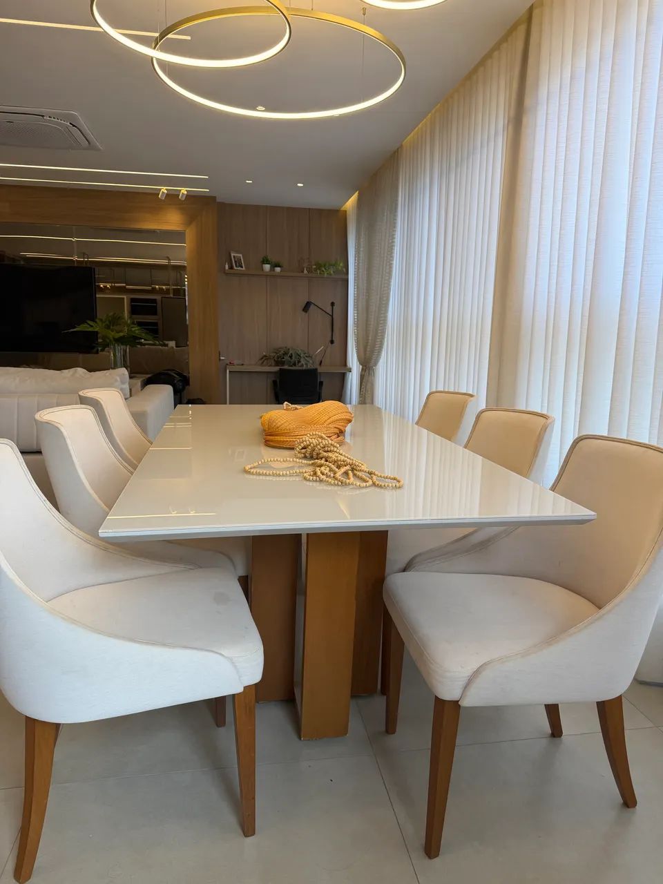 Mesa retangular Med 2mX1m, MDF/Vidro, com 6cadeiras de estofado  - Foto 4