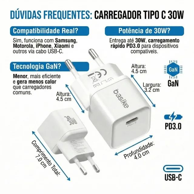Basike Carregador Tipo C 30W BA-CAR047 - Foto 5