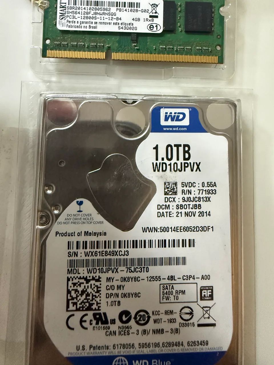 HD 1tb notebook Memória DDR3 4gb combo