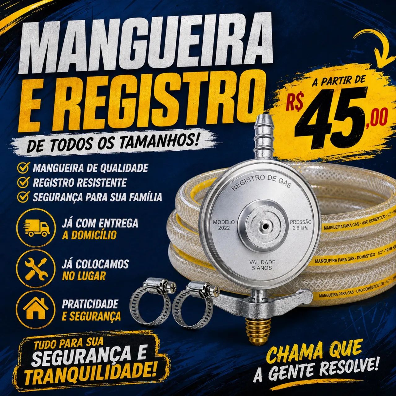 Registro e mangueira