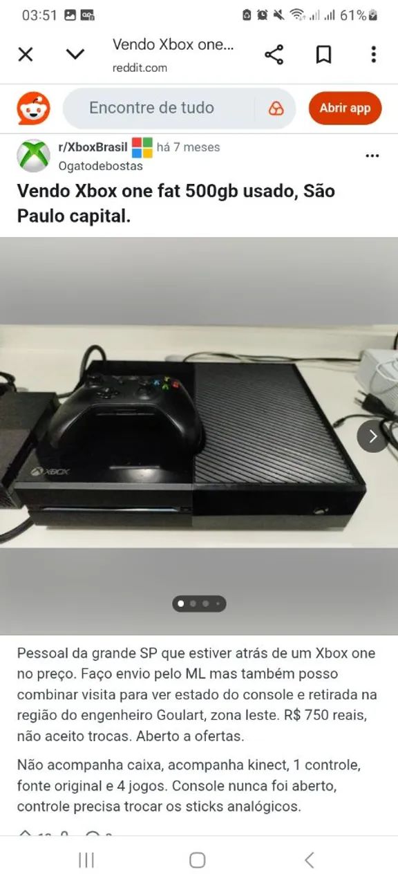 Xbox one fat pra vender 
