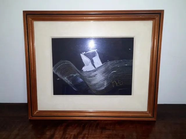 Quadro Abstrato Minimalista Preto e Branco Fábio Pace - Década de 70 - Foto 3