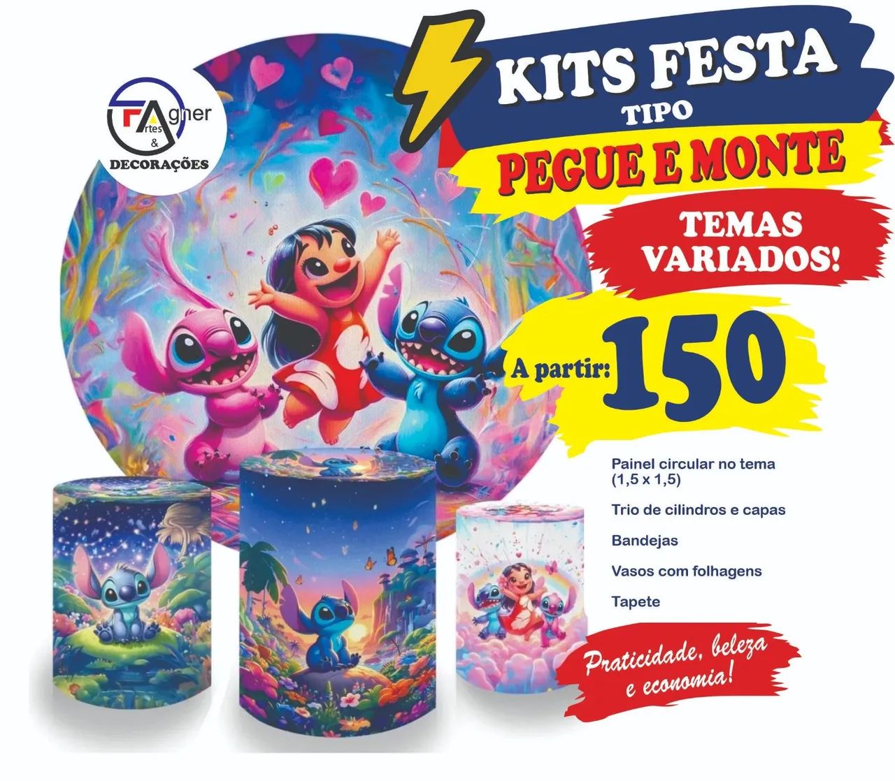 Kits festas estilo pegue e monte 