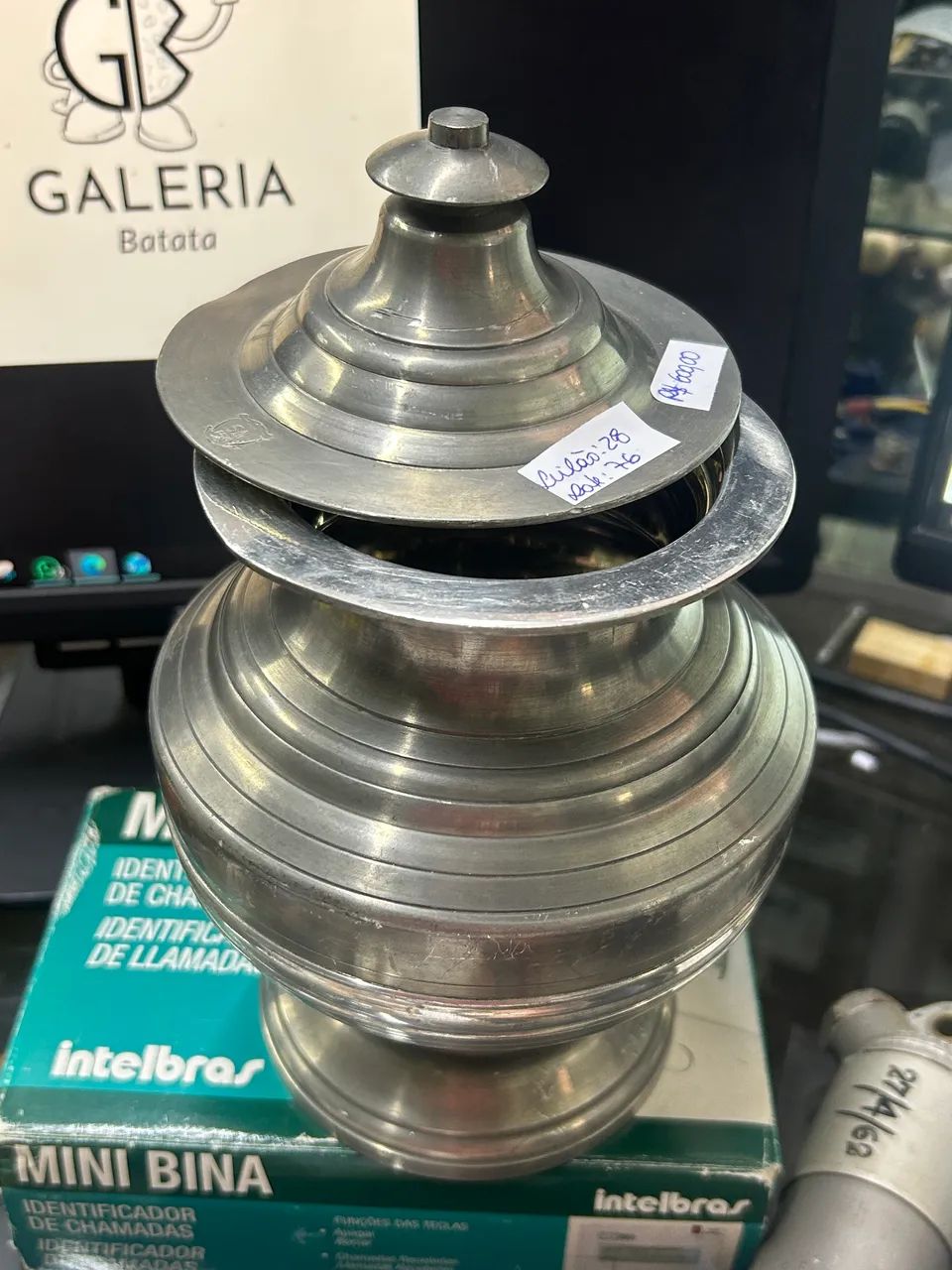 Pote de estanho antigo raro