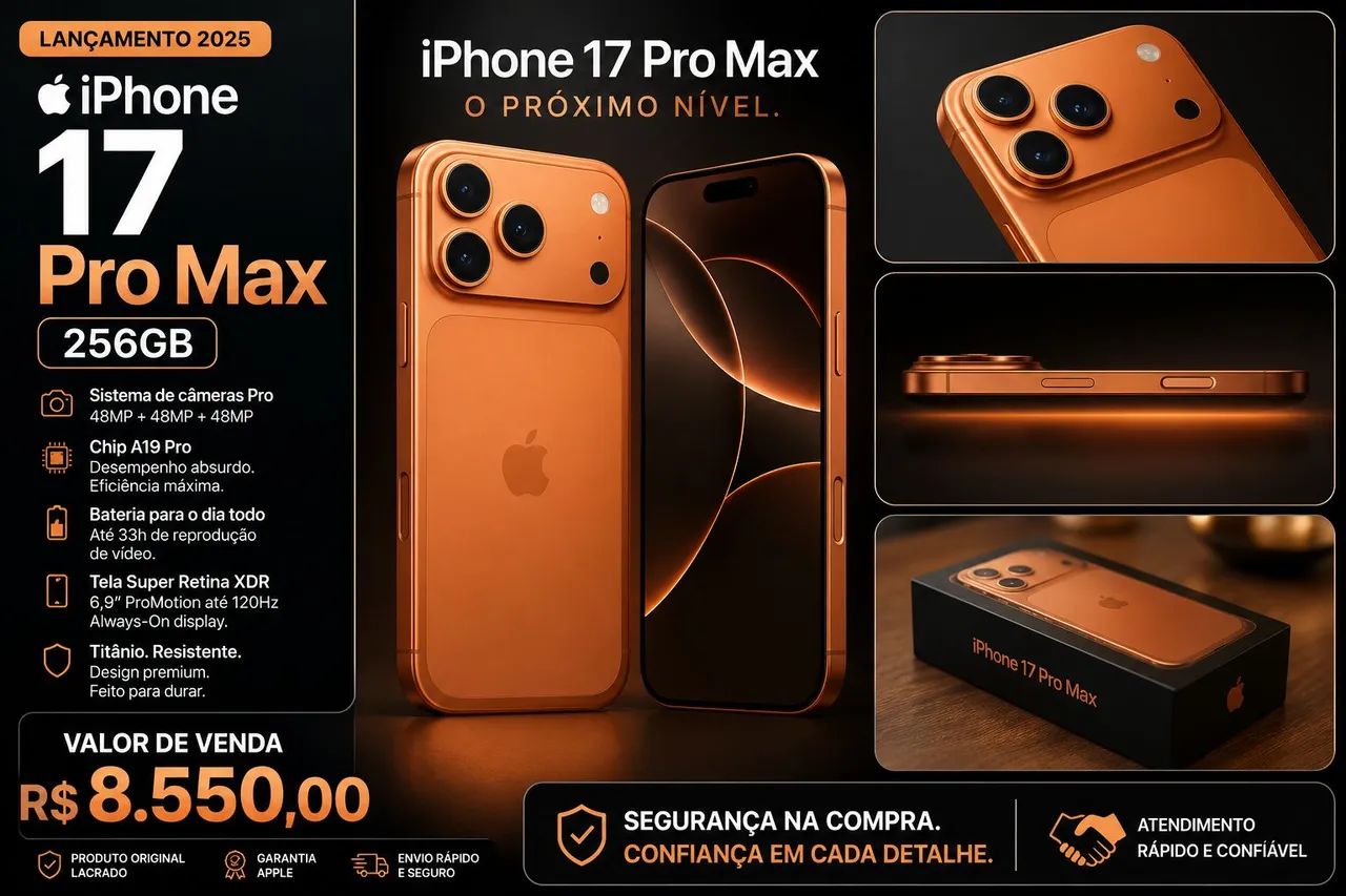 iPhone 17 Pro Max 256GB Novo Lacrado com Garantia Apple
