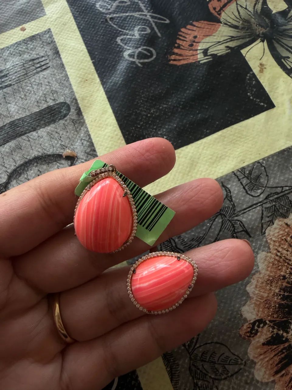 Conjunto anel e pingente em prata 925
