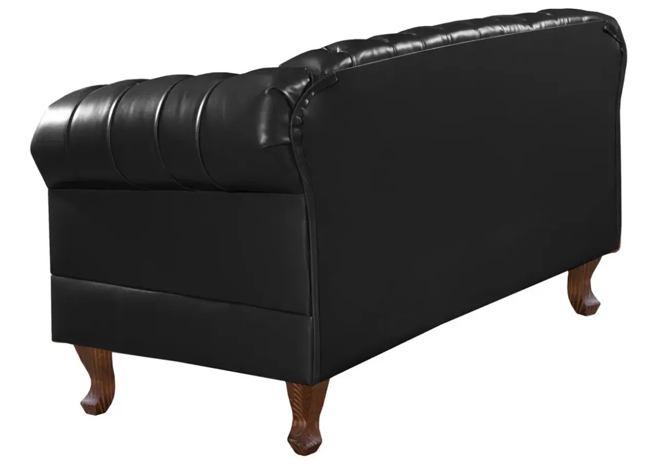 Namoradeira Duque 2 lugares Chesterfield courino preto  - Foto 3