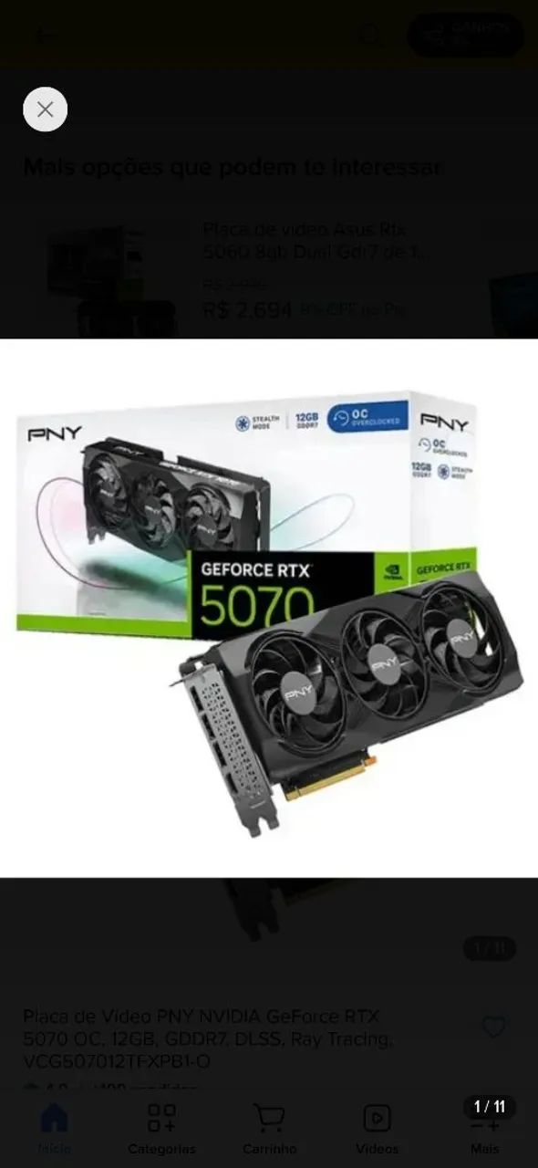 Placa de video RTX5070 12GB