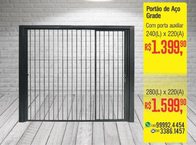 Portão Grade de Aço com Porta Auxiliar