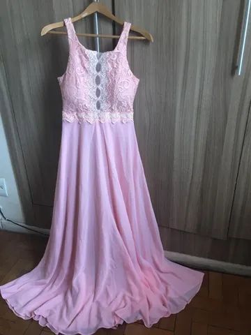 Vestido de festa com renda, longo 
