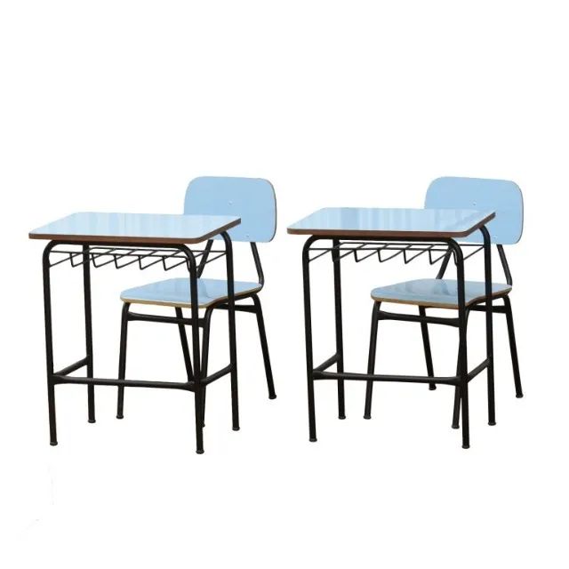 Conjunto de mesa + cadeira para aluno em fórmica colorida - tipo fde - Foto 4