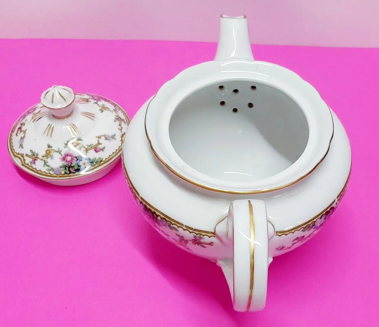 Bule De Chá Porcelana Thum Czechoslocakia Floral - Foto 3