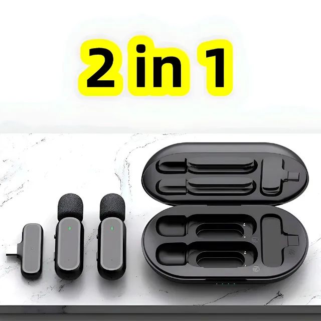 Microfone Lapela Sem Fio Profissional com Estojo de Carregamento  - Foto 5