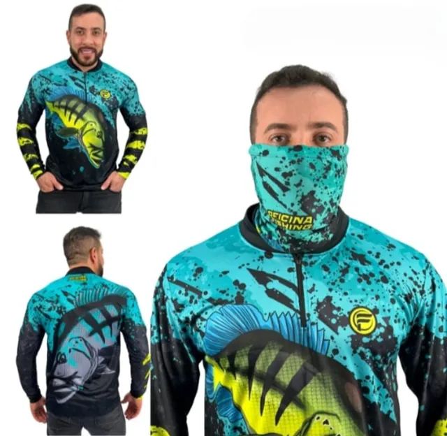 Camisa de pesca com bandana nova - Foto 2