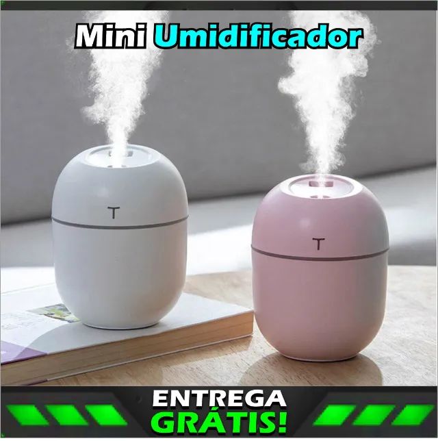 Mini Umidificador De Ar/Purificador/Aromatizador Doméstico Usb Led 250ml 