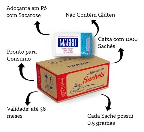 Adoçante De Mesa Magro Tradicional Caixa Com 1000 - Foto 3