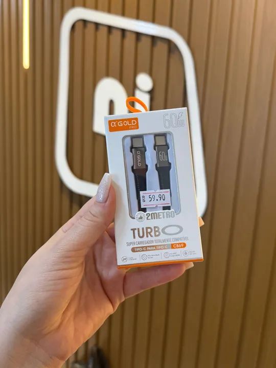Cabo USB-C Turbo 2 Metros 60W O'Gold PRO