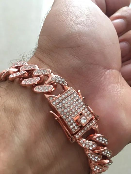 Pulseira dourada 20cm cravejado em zircônia  - Foto 2