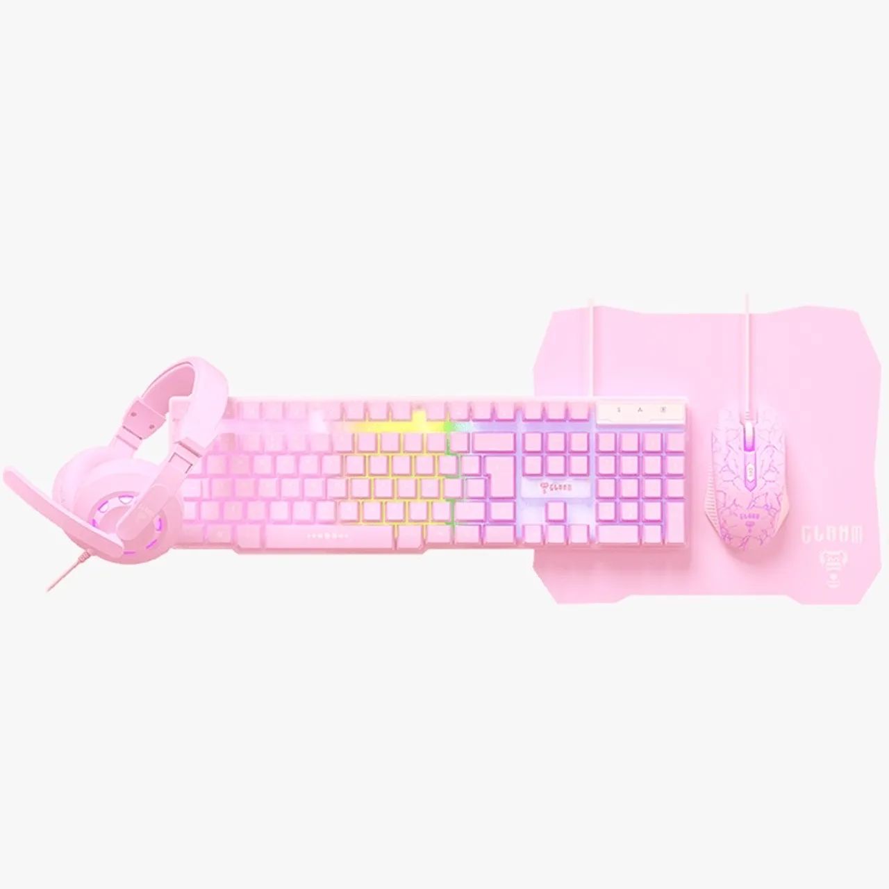 Combo Gamer Rosa 4 em 1 Teclado, Mouse, Headset e Mouse Pad Nightmare Candy - Foto 2