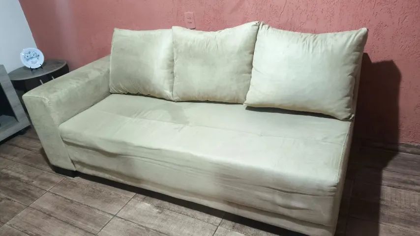 Sofá Conjunto 06 Lugares Suede Bege - Foto 3