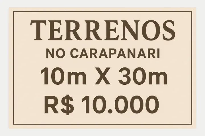terrenos no carapanari 10m x 30m 