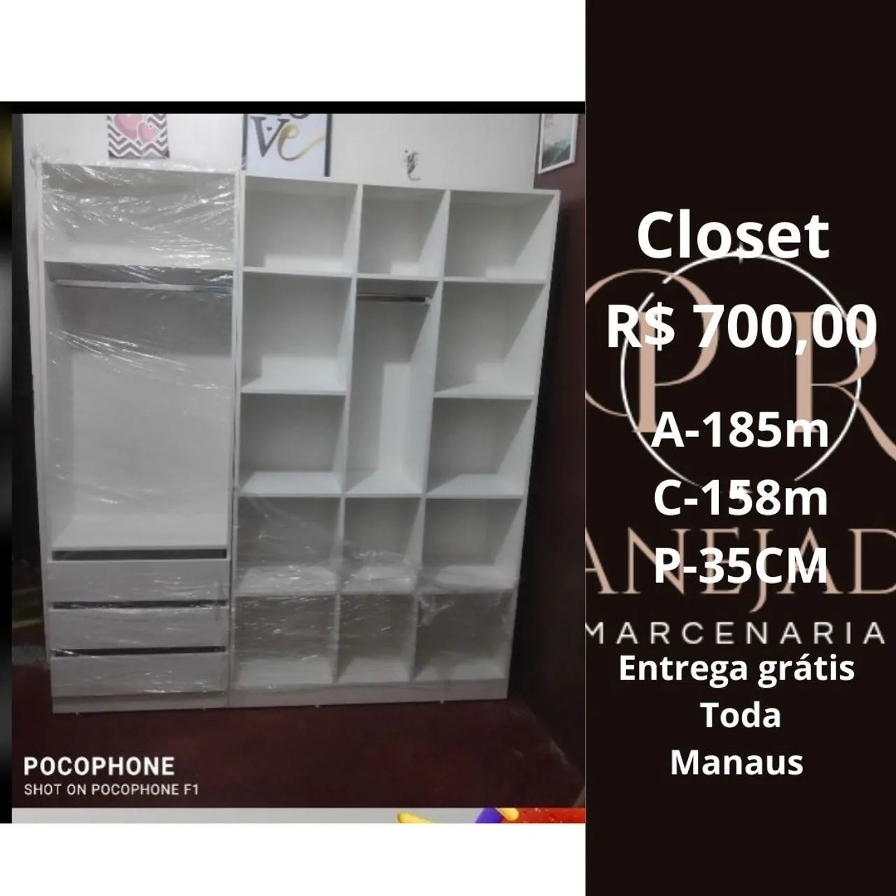 Closet a pronta entrega com fundo completo 