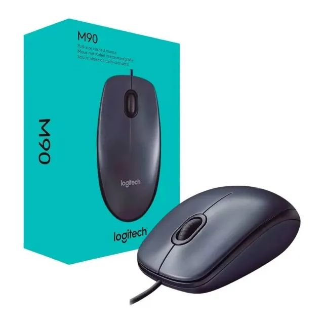 Mouse com fio USB Logitech M90 com Design Ambidestro e Facilidade Plug and Play