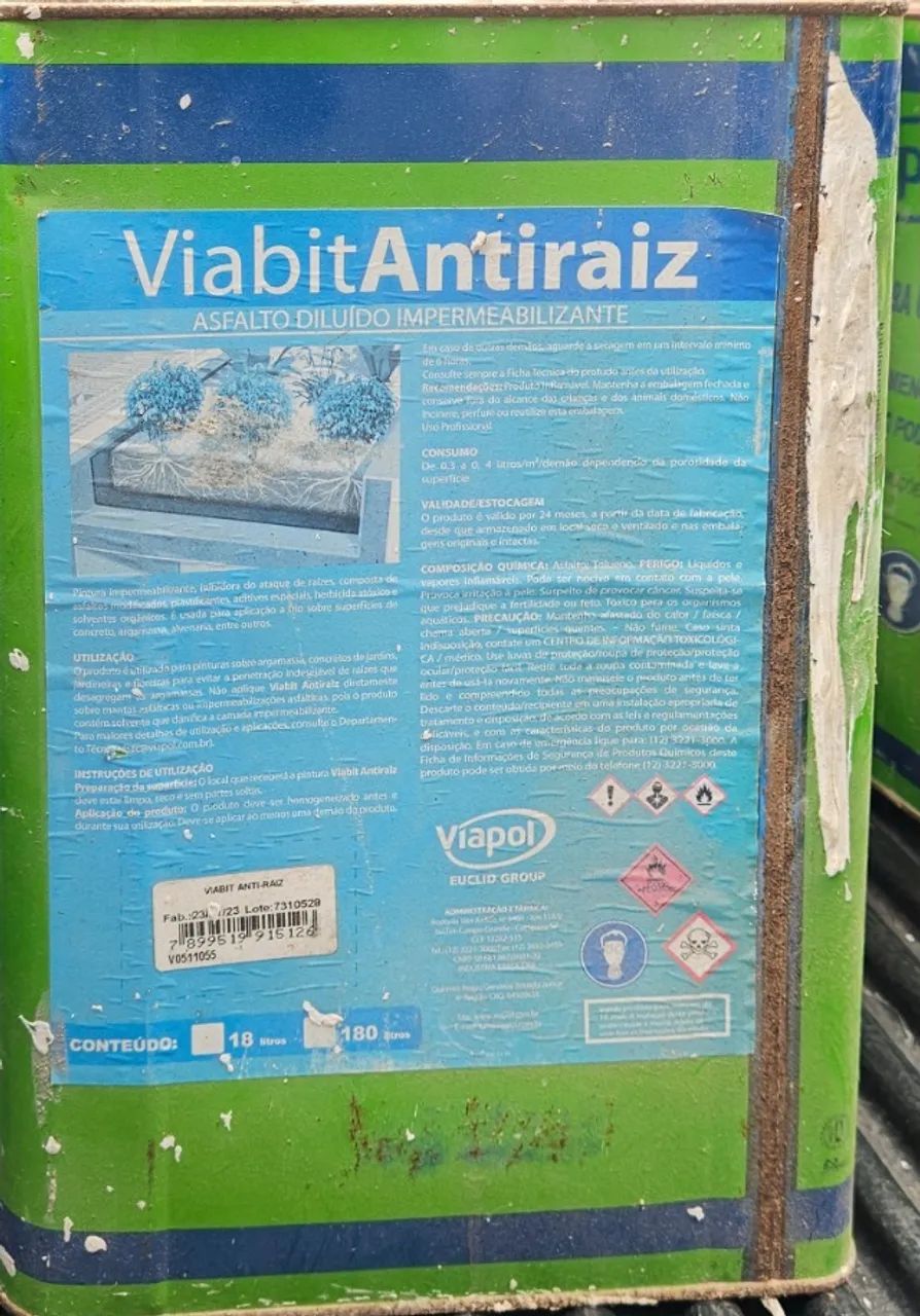 3 latas de Impermeabilizante Asfalto Diluído Lata 18l ViabitAntiraiz Viapol 