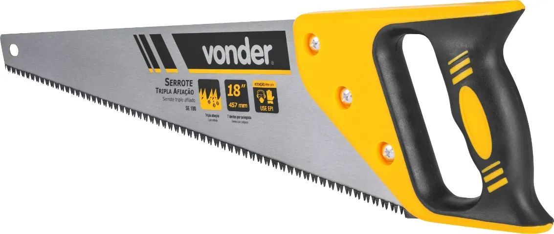 Serrote 18", aço carbono, tripla afiação, cabo plástico emborrachado, SE 180, VONDER - Foto 3
