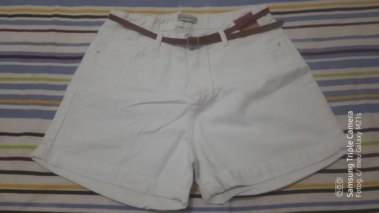 Short Jeans Branco Feminino
