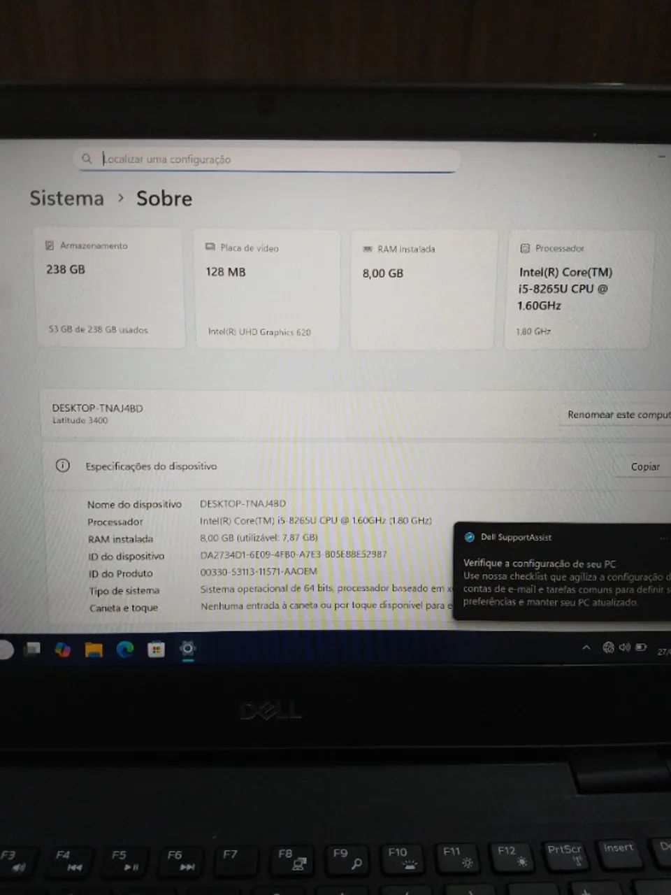 Notebook Dell Latitude 3400 Intel Core I5 8th 8GB RAM 256GB SSD Nvme - Foto 4