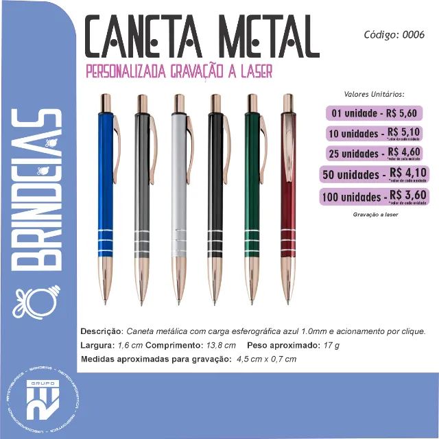 Caneta com Personalização a Laser - Brindes Personalizados Brindeias 06