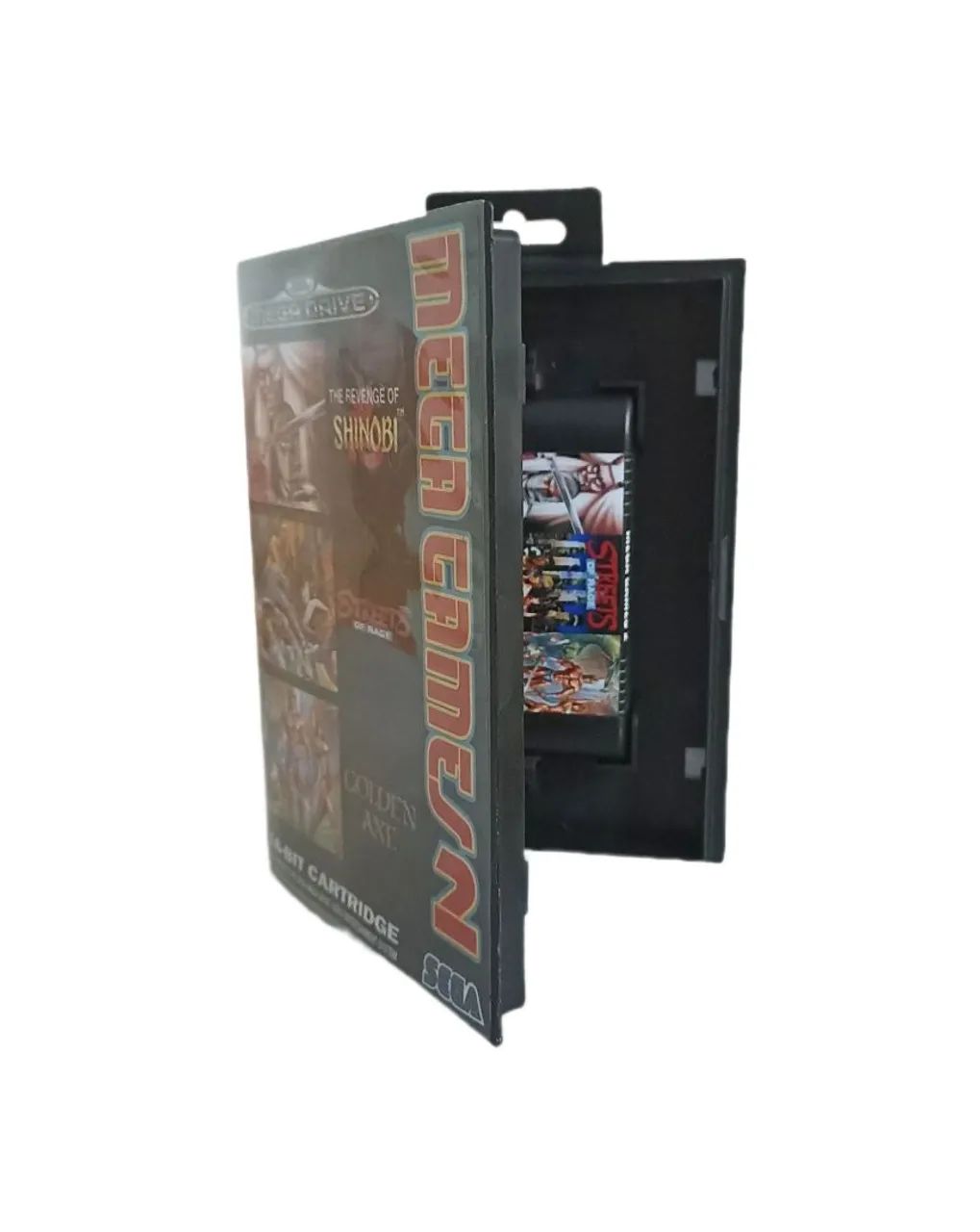 Cartucho 3 em 1 ( Streets of Rage, Golden Axe e Shinobi) com Caixa