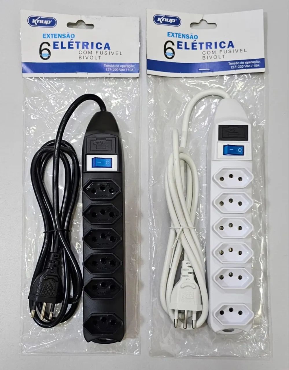 Extensão Elétrica com 6 Tomadas Bivolt - Diversas Cores