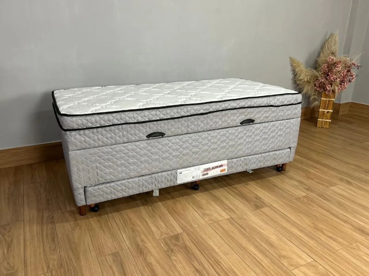 Cama Box Baú Sublime Molas Solteiro Com Auxiliar - 88X188X57 - Foto 3