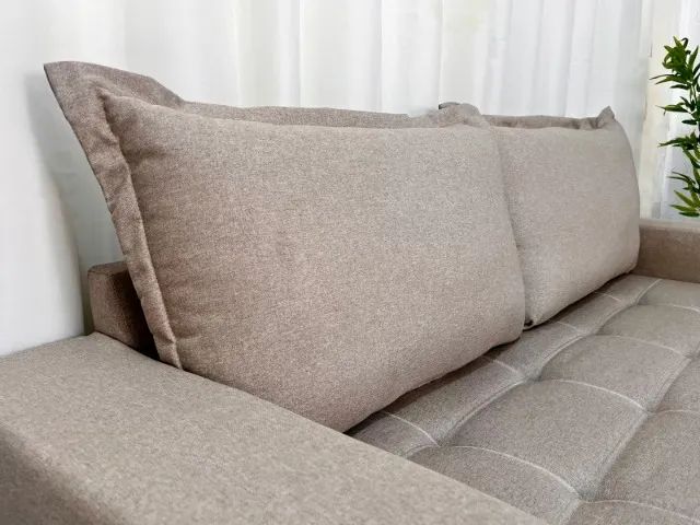 Sofá 2×3 Lugares Ref.8100 Bege Linho Frete Grátis - Até 12x  - Foto 4