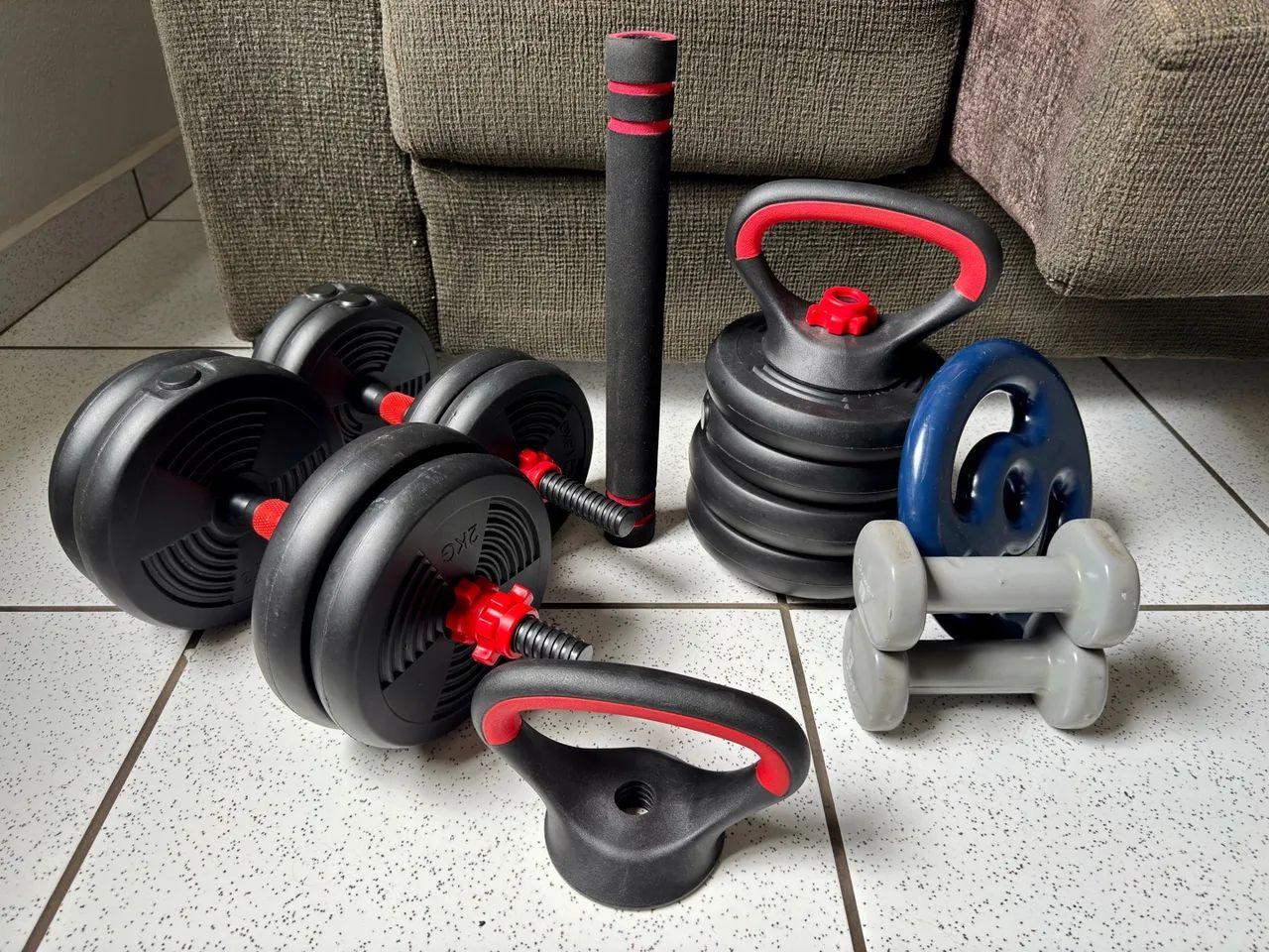 Kit Musculação Halteres + Kettlebell Yangfit
